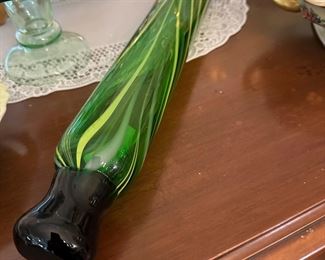 Antique hand blown glass rolling pin