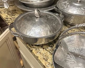Hammered aluminum serveware