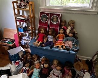 15 American Girl dolls and accessories. Clothes NIB , storage chest