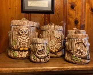 Vintage Owl canister set - 10 pcs.