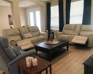 Beautiful, leather sofa, and loveseat