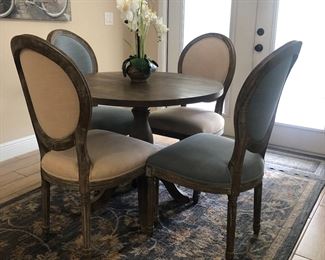 Beautiful fabric round 54 inch table with chairs