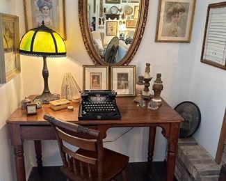 Antique typewriter and vintage table