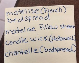 Matelise french
Candle wick hobnail quilts
Chantelle bedspreads