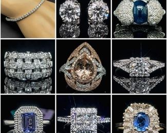 Karats Auctions Auction Fine Jewelry Engagement Sapphire Diamond Tanzanite Morganite Studs Big Blowout Sale Kbid