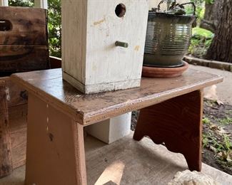 stool and birdhouse