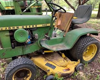 John Deere 140 lawn tractor with PTO; project mower