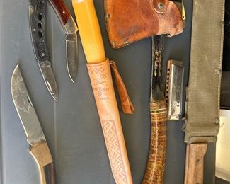 Vintage Knives Pocketknives Axe Fish Knife and Machete