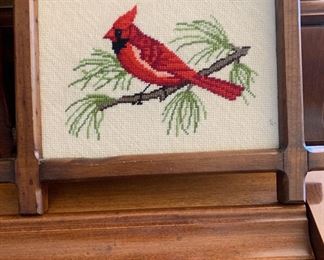 Cross stitch cardinal decor