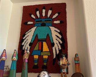 Latch hook rug wall hanging and southwest decor
