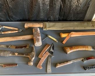Vintage hand tools and knives
