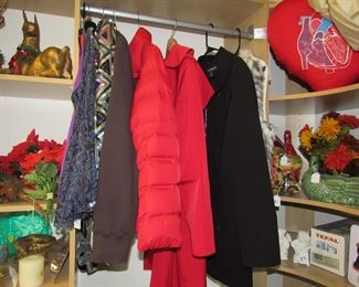 Chico's coats, sequin tops, holiday decor