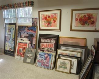 framed copies of famous movie posters from the Capitol theater in Macon, various artwork and original Ragland artwork.  Butler Brown and Sterling Everett