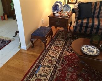 Henkel Harris footstool and beautiful Pakistani wool Oriental carpet