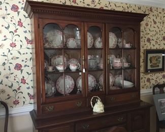 China hutch with Johnson Brothers Strawberry Fair china