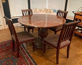granite top breakfast table w/four side chairs 