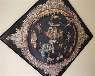 framed vintage Hermes scarf designed by Dumas 1983