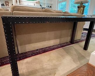 leather w/nailhead trim console