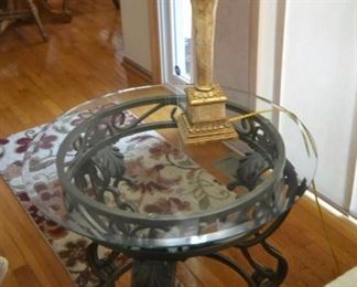 Circle Metal and Glass Table  Lamp for sale also. 28" x 28"