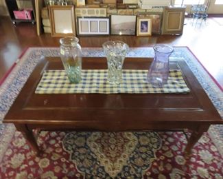 Coffee table, area rug
