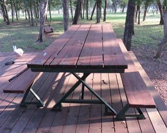 Heavy picnic table.