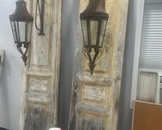 Pair of Vintage Doors with Metal Lanterns