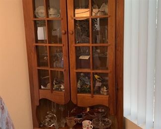 Vintage wooden corner hutch