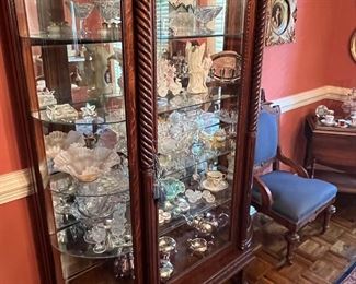 Oak Curved Glass China Cabinet