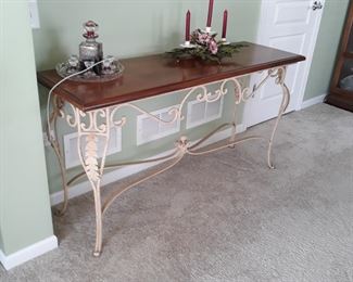 Sofa table , wood and wrought Iron 
