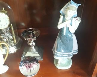 Lladro figure  
Glass art  made in Scotland 