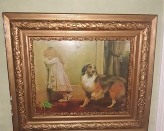 Classic  image of the "Time Out,  Girl"
With dog. Vintage frame 