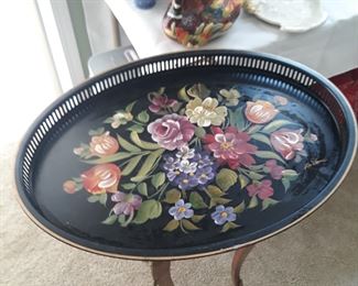 Handpainted tray , floral  design