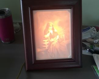 Belleek  , back-lighted  lithophane image of woman