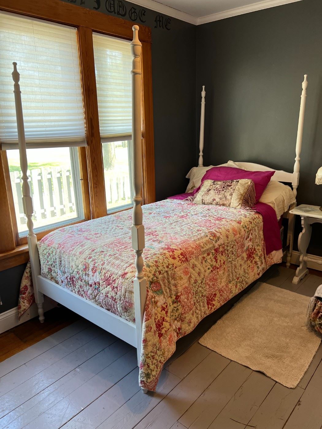 Shabby chic twin poster bed