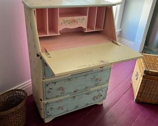 Hand painted drop leaf desk, open version
