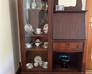 Dark wood secretary curio