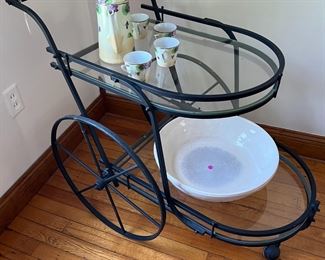 Mid century tea cart - painted, hot chocolate set