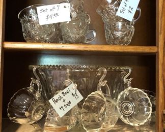 punch bowl set with extra cups