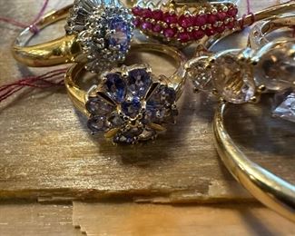 Large Collection of 14K GOLD Rings with Semi-Precious Stones