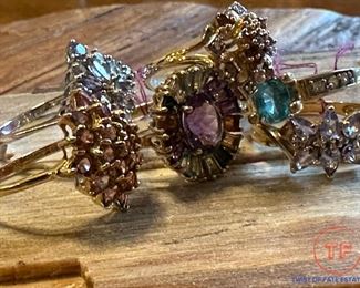Large Collection of 14K GOLD Rings with Semi-Precious Stones