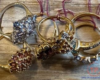 Large Collection of 14K GOLD Rings with Semi-Precious Stones