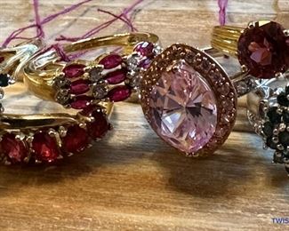 Large Collection of 14K GOLD Rings with Semi-Precious Stones