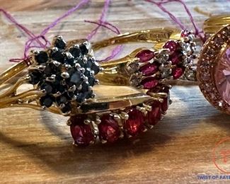 Large Collection of 14K GOLD Rings with Semi-Precious Stones