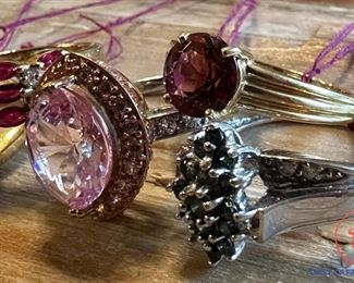 Large Collection of 14K GOLD Rings with Semi-Precious Stones