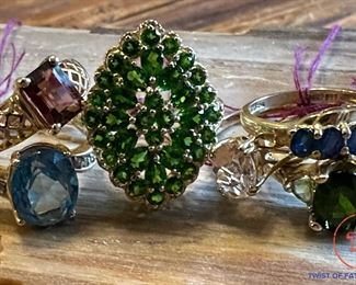 Large Collection of 14K GOLD Rings with Semi-Precious Stones