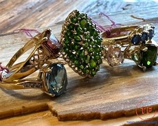 Large Collection of 14K GOLD Rings with Semi-Precious Stones
