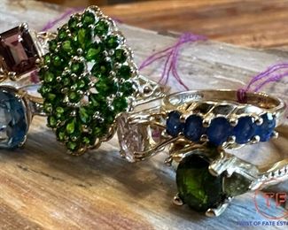 Large Collection of 14K GOLD Rings with Semi-Precious Stones