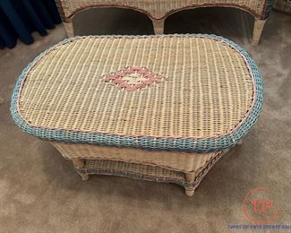 Vintage Wicker Ottoman / Bench