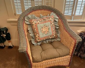 Vintage Wicker High Back Armchair