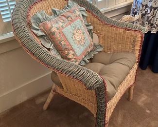 Vintage Wicker High Back Armchair